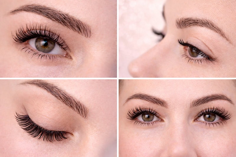 lash extensions close-up collage